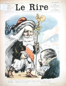 Přijetí prezidenta Emile Loubeta (1838-1929) generálním guvernérem Alžírska A.J.P. Revoil, karikatura z 