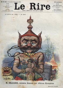 Theophile Delcasse (1852-1923), francouzský politik - Le Gotha du “” Laughs”, č. XXXVI, M. Delcasse, siamský ministr zahraničních věcí - Cartoon Charles Leandre - (6. prosince 1902) od Charles Leandre