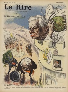 Návštěva francouzského prezidenta Loubeta v Itálii. Ilustrace pro Le Rire