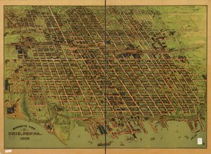 Pohled z ptačí perspektivy na Erie, Pa. 1909 od Charles; Lederle Lederle
