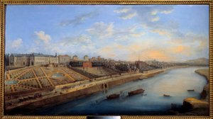 Pohled na Passyho a Chaillota z obrazu Grenelle od Charlese Grevenbroecka (? -1758) 1743 ne. 0,68x1,24 m Paříž, musee carnavalet - Pohled na Passy a Chaillot z Grenelle. Obraz Charlese Grevenbroecka (? -1758)