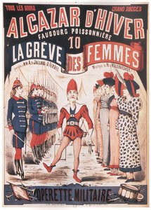 Plakát pro operetu La Grêve des femmes od A. de Villebichot, 1879-1880