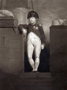 Napoleon Bonaparte na můstku HMS Bellerophon po dosažení Plymouth Sound, srpen 1815, vyryto Charlesem Turnerem
