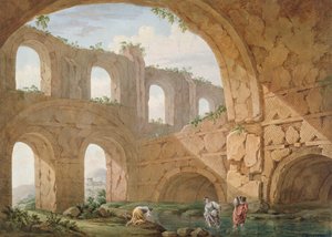 Hadriánova vila, poblíž Tivoli (pero a kvaš na papíře)