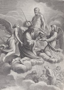 Svatý Ludvík Francouzský přijat do nebe Kristem a dvěma anděly, kteří mu nabízejí c..., 1671-80.