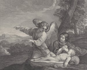 Anděl zjevující se Hagar v poušti, když složila ruce vedle spánku..., 1700-28.