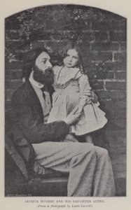 Arthur Hughes a jeho dcera Agnes (černobílá fotografie) od Charles Lutwidge Dodgson