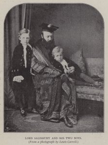 Lord Salisbury a jeho dva synové (černobílá fotografie) od Charles Lutwidge Dodgson