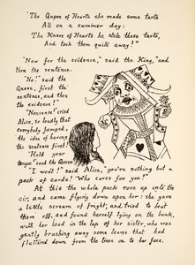 Červená královna říká Drž jazyk Alice, ilustrace z Alice