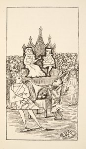 Trial of the Knave of Hearts, ilustrace z Alices Adventures Under Ground, hospoda. 1886 (faksimile) od Charles Lutwidge Dodgson