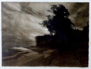 Francouzština:  Le Vent - patří do série 9 litografií nazvané Cantique des créatures. od Charles Marie Dulac