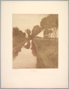 Suite of Landscapes: Landscape, Plate 3, Note, Bat od Charles Marie Dulac