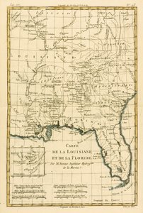 Louisiana a Florida, z ‚Atlasu všech známých částí zemského světa‘ od Guillauma Raynala (1713-96), vydáno JL Pellet, Ženeva, 1780 od Charles Marie Rigobert Bonne