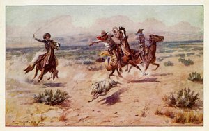 Kovbojové honí prérijního vlka od Charles Marion Russell