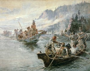 Lewis & Clark na řece Lower Columbia River od Charles Marion Russell
