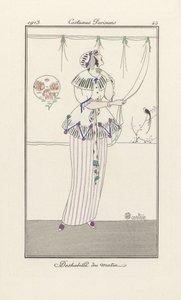 Ranní negližé, z Costumes Parisien, pub. 1913 (tisk šablony) od Charles Martin