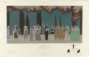 Gazette du Bon Ton, 1914 - č. 5, Pl. 43: Afrodita / V zahradách bohyně (název na předmětu)