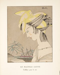 Le Madras Jaune, ze sbírky módních talířů, 1920 (pochoir print) od Charles Martin