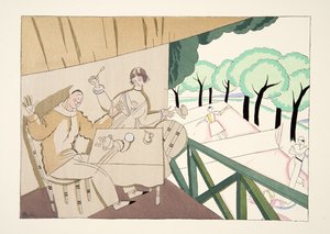 Le Tennis, od Sports & Entertainment, hospoda. 1914 (tisk šablony) od Charles Martin