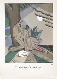 Les Amants de Torquate, z kolekce módních talířů, 1921 (tisk šablony) od Charles Martin
