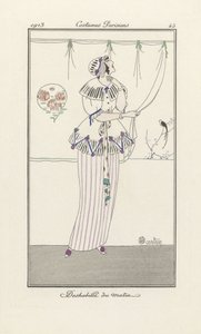Ranní šaty, od Costumes Parisiens, hospoda. 1913 (tisk šablony) od Charles Martin