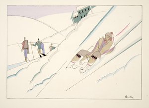 Sáně, od Sports & Entertainment, hospoda. 1914 (tisk šablony) od Charles Martin