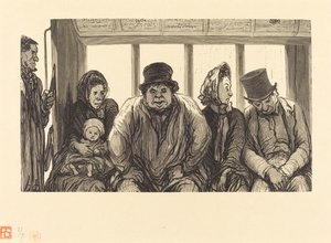 Interiér omnibusu od Charles Maurand after Honoré Daumier
