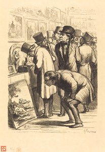 Pokoj hotelu Drouot v den výstavy od Charles Maurand after Honoré Daumier