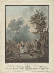 vesnická slavnost Foire de Village (název na objektu) Čtyři žánrové scény (název série) od Charles Melchior Descourtis