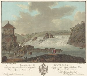 Vodopády Schaffhausen od Charles Melchior Descourtis after Friedrich Rosenberg after Johann Heinrich Troll