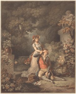 Překvapený milenec od Charles Melchior Descourtis after Jean Frederic Schall