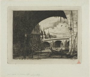 Oblouk Pont Notre-Dame, Paříž od Charles Meryon