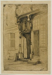 Brána starověkého kláštera, v rue Mirabeau, Bourges od Charles Meryon