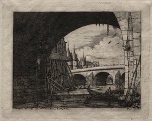 Etchings of Paris: Arch of the Notre Dame Bridge, 1853. od Charles Meryon