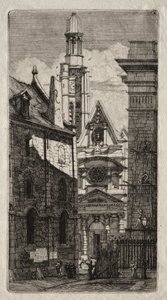 Lepty Paříže: Kostel sv. Štěpána z Hory od Charles Meryon
