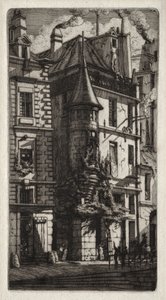 Etchings of Paris: House with a Turret, Weavers Street, 1852. od Charles Meryon