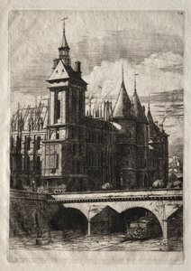 Lepty Paříže: Hodinová věž, 1852. od Charles Meryon