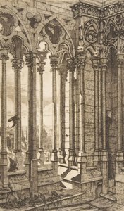 Galerie, katedrála Nôtre-Dame, Paříž, 1853. od Charles Meryon