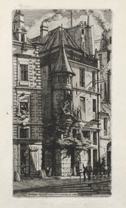 Dům s věžičkou, rue de la Tixéranderie, Paříž od Charles Meryon