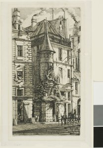 Dům s věžičkou, rue de la Tixéranderie od Charles Meryon