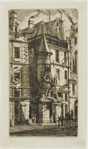 Dům s věžičkou, rue de la Tixéranderie od Charles Meryon
