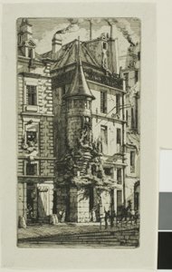 Dům s věžičkou, rue de la Tixéranderie od Charles Meryon