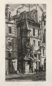 Dům s věžičkou, rue de la Tixéranderie, Paříž, 1852. od Charles Meryon
