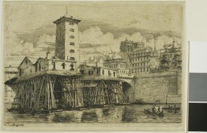 Notre-Dame Pump, Paříž od Charles Meryon