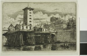 Notre-Dame Pump, Paříž od Charles Meryon