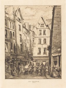 Rue Pirouette v Les Halles, Paříž (Pirouette Street, Near the Markets, Paris) od Charles Meryon