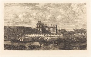 Starý Louvre, z obrazu od Zeemana, 1651 od Charles Meryon