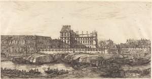 Starý Louvre, z obrazu od Zeemana, 1651 od Charles Meryon