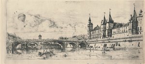 Le Pont-Au-Change 2. stát, 6 18 x 13 116 palců, 1854, 1927 od Charles Meryon