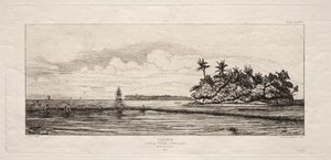 Oceánie: Rybolov u ostrovů s palmami v Uea nebo Wallis Group, 1845 od Charles Meryon